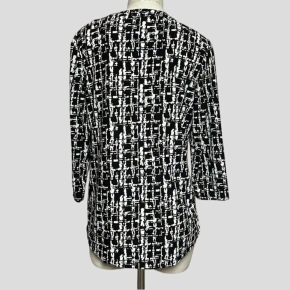 Jones New York Signature Black & White Blouse Top - Picture 2 of 10